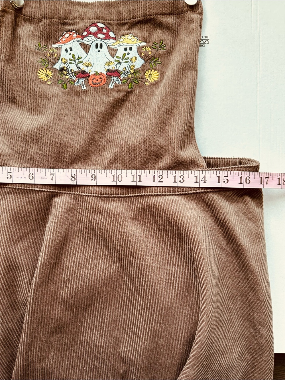 Hot Topic Brown Corduroy Ghost Mushroom Cottagecore Fall Overall Dress Size XL - Picture 7 of 7